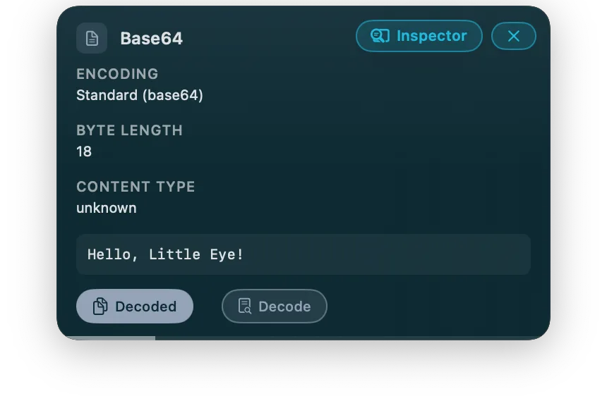 Little Eye decoding a Base64 string in place